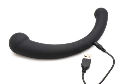 10x Vibra-Crescent Silicone Dual Ended Dildo - Black