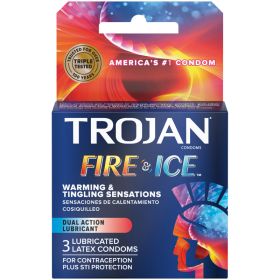 Trojan Fire and Ice Dual Action Lubricated Condoms - 3 Pack