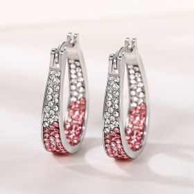 European And American Colorful Ear Clip Fashion Diamond Women's Earrings (Option: E2092 Pink)