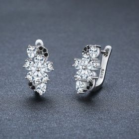 Sweet Cool Style Flower Zircon Ear Studs Female Christmas Creative Style (Option: Black)