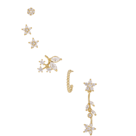 Romantic Star And Moon Series Popular Butterfly Earrings (Option: Gold-A)