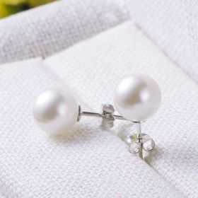 S925 pearl one week earrings (Option: White-6mm)