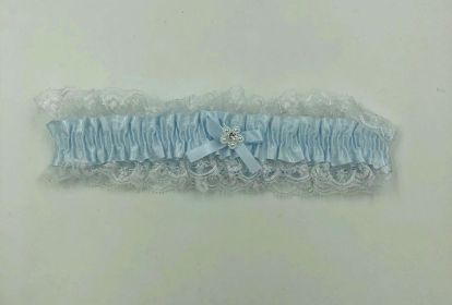Satin Leg Garter (Option: One Size  Baby Blue With White Lace)