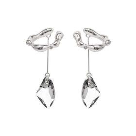 Vintage Crystal Tassel Without Pierced Ear Clip (Option: Silver)