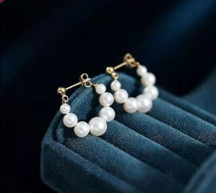 Sterling Silver Needle Japanese And Korean Pearl Earrings Non-piercing Ear Clip (Option: 7 Pearl Silver Needles)