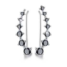 Super Shiny Black Zircon Long Round Earrings (Option: Black)