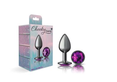 Purple Round Gem Gunmetal Metal Plug (Option: Sm)