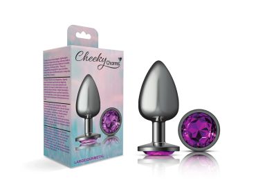 Purple Round Gem Gunmetal Metal Plug (Option: Lg)