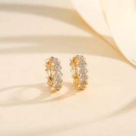 European And American Fashion Copper-plated Gold Inlaid Zircon Earrings (Option: YN007)