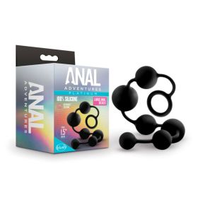 Anal Adventures (Option: Platinum  Silicone Large Anal Beads  Black)