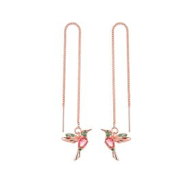 Fashion Jewelry New Unique Little Bird Drop Long Hanging Hummingbird Earrings For Women Elegant Girl Tassel Crystal Pendant Earring Jewelry (Option: 01 Rose Gold)