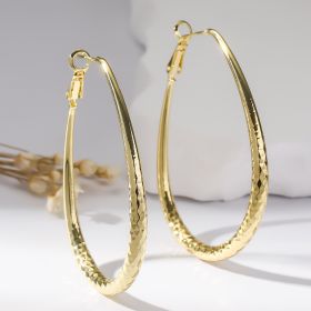 Golden Glossy Spring Fastener Egg-shaped Earrings Hypoallergenic Copper (Option: Gold)