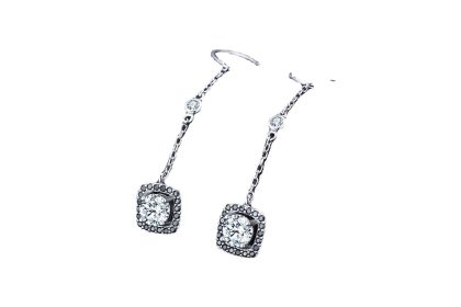 Light Luxury Long Copper Plated Zircon Earrings (Option: Silver)