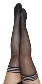 Ally (Option: Polka Dot Thigh High  Size D  Black)