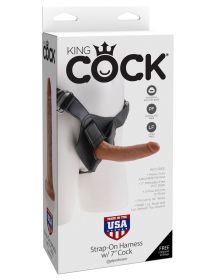 King Cock Strap (Option: on Harness with 7 Inch Cock  Tan)