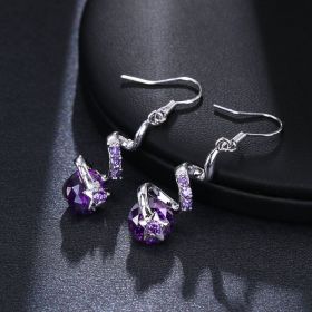 Purple Zircon Spiral Ear Hook Earrings (Option: Purple)