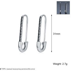 Personality Clip Shape Earrings Copper Fashion All-match (Option: Black)