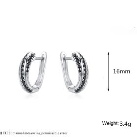 Copper Inlaid Zircon Women's Earrings Popular (Option: Black)