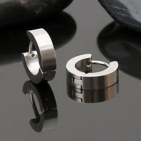 Simple Electroplated Stainless Steel Earrings (Option: 49mm Steel Single)