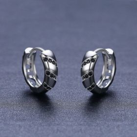 European And American Retro Women's Round Earrings Beautiful Temperament Copper (Option: Black)