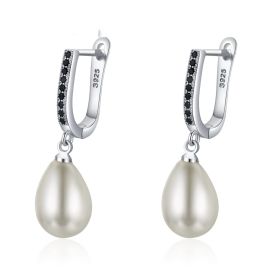 Popular OL Accessories Circle Full Rhinestone Zircon Earrings (Option: Black)