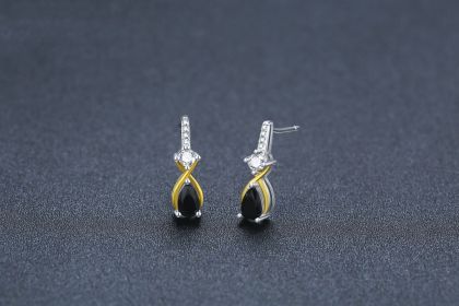 Copper Eardrops European And American Water Drop Zircon Luxury High Sense (Option: Black)