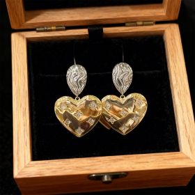 Two-Colored Heart Earrings-1072 (Option: 6926398651072)