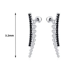 Long Slimming Ornament Beads Zircon Copper Earrings (Option: Black)