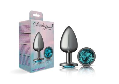 Teal Round Gem Gunmetal Metal Plug (Option: Lg)