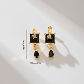 Popular Fashion Earrings Copper-plated Gold (Option: Black)