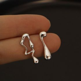 Asymmetric Lava Special Interest Light Luxury Personalized Earrings (Option: Silver)
