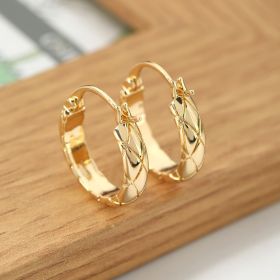 Cross-border European And American Stylish Glossy Diamond Plaid Earrings (Option: Golden Yellow)