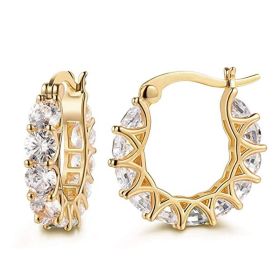 Fashion U-shaped  Earrings Full Zircon Rhinestones  Earrings (Option: Gold)