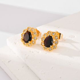 Fashion Multi-color Zircon Stud Earrings Female Accessories (Option: Black)