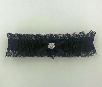 Satin Leg Garter (Option: One Size  Black With Black Lace)