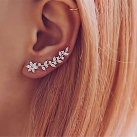 European And American Style Internet Celebrity Earring With Same Kind Full Diamond Flower Earrings For Women (Option: E2329 White Gold Color)