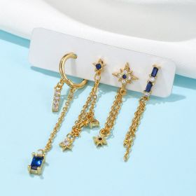 Five-piece Set Of Temperament High-end Chain Star Element Earrings (Option: Ear studs)