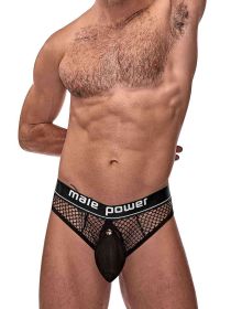 Cock Pit Net Cock Ring Thong (Option: S/ M  Black)