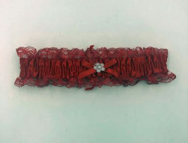 Satin Leg Garter (Option: One Size  Red With Red Lace)