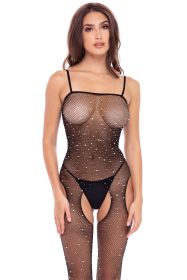 Sparkle Crotchless Bodystocking (Option: Onesize  Black)
