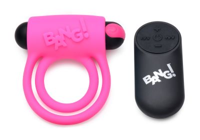 Bang (Option: Silicone Cock Ring and Bullet With Remote Control  Pink)