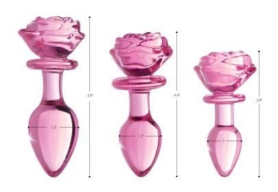 Pink Rose Glass Anal Plug (Option: Small)