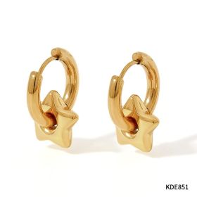 XINGX Earrings Stainless Steel Glossy Earrings (Option: KDE851 Gold)