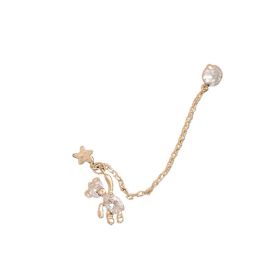 Cute Shiny Rhinestone Bear Tassel Earrings (Option: Gold)