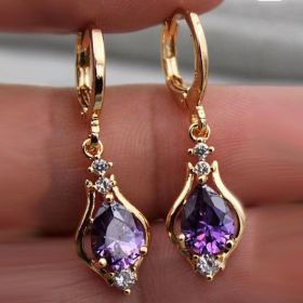 Purple Zircon All-match Drop-shaped Temperament Earrings (Option: Purple)