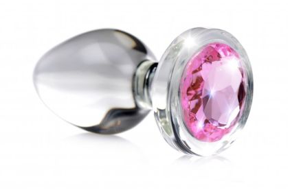 Pink Gem Glass Anal Plug (Option: Small)