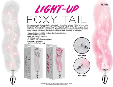 Foxy Tail (Option: Light Up Faux Fur Butt Plug  Pink Plug  Pink)