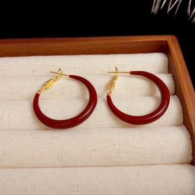 Special-interest Design Mild Luxury Retro Red Oil-spot Glaze Simple Bracelet Earrings (Option: Small Red)
