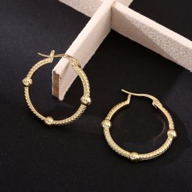 European And American Style Retro Atmospheric Geometric Round Big Ear Ring (Option: Gold)