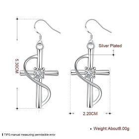 New Cross-border Popular Elongated Cross Earrings (Option: White-1PCS)